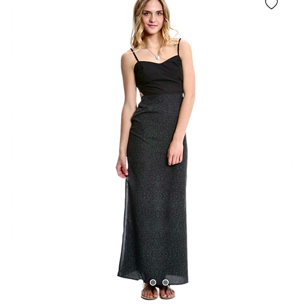 NWT HURLEY Black/Navy Paige Cut-out Maxi Dress Medium w/ Adjustable Straps